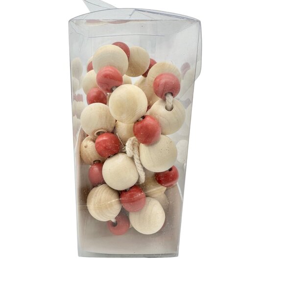 Wondershop 6 Ft Wooden Bead Garland Red & Natural Colors For Indoor Decoration - Picture 4 of 6